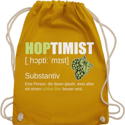 Drawstring Backpack – Hoptimist Definition Beer – Bavarian Style – One Size – Mustard Yellow