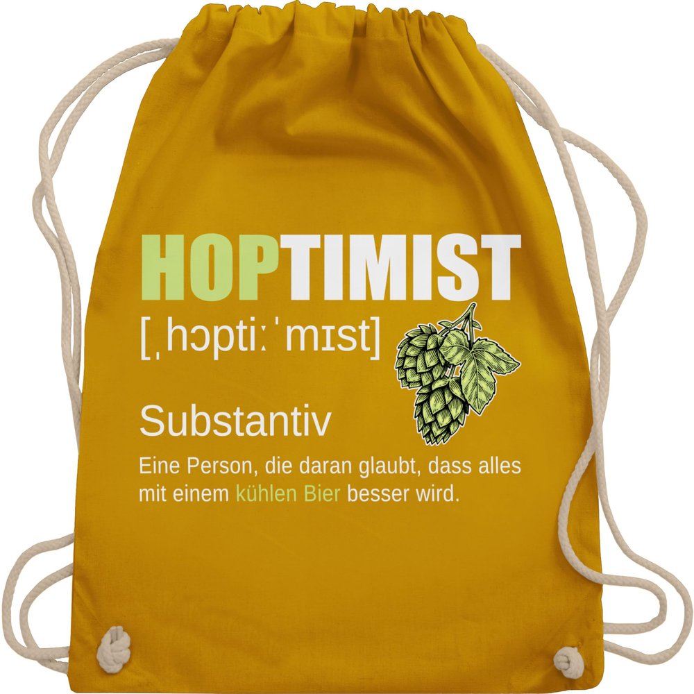 Drawstring Backpack – Hoptimist Definition Beer – Bavarian Style – One Size – Mustard Yellow