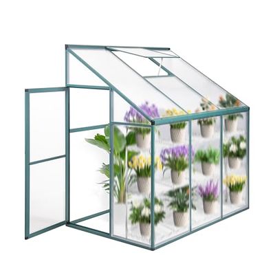 Aluminum Greenhouse, Compact Design with Three Doors, No Back Wall, 182 x 122 x 195 cm