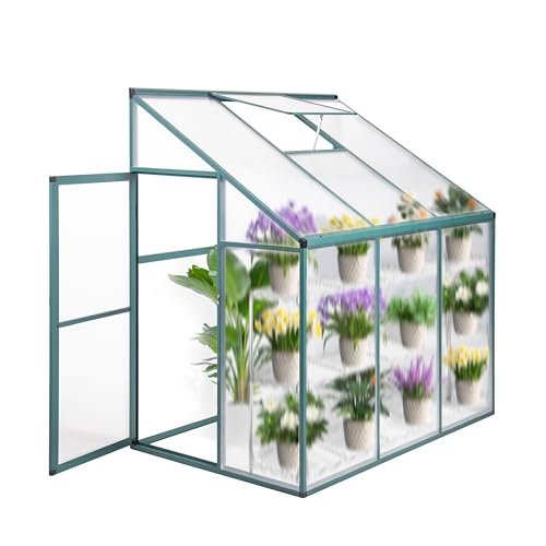 Aluminum Greenhouse, Compact Design with Three Doors, No Back Wall, 182 x 122 x 195 cm