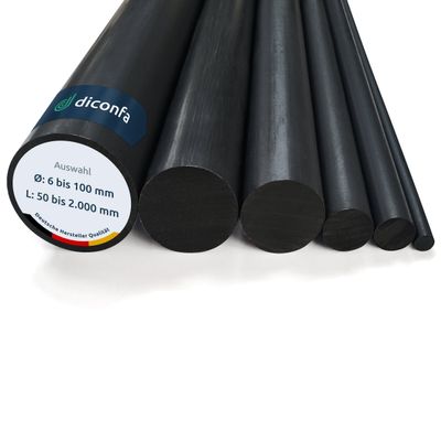 diconfa Black PVC Round Rod, Cut to Size, 80 x 1800 mm