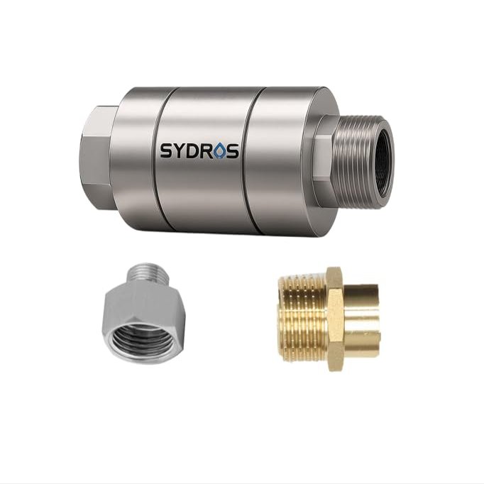 SYDROS Kitchen Limescale Protection Filter – ½-Inch Stainless Steel with Adapter Set