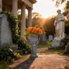 Cemetery Grave Vase with Angel Carving, Weather-Resistant, with Ground Spike view 2