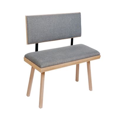 kundler home Dining Bench with Backrest, 125 x 89 x 48 cm, Padded, Oak Premium Decor (Gray)