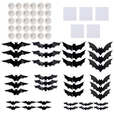 Halloween Bat Stickers, 36-Piece 3D Set with LED Lights