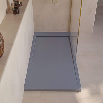 SoulHome Resin Shower Tray 100 x 70 cm, Gray, Minimalist Design