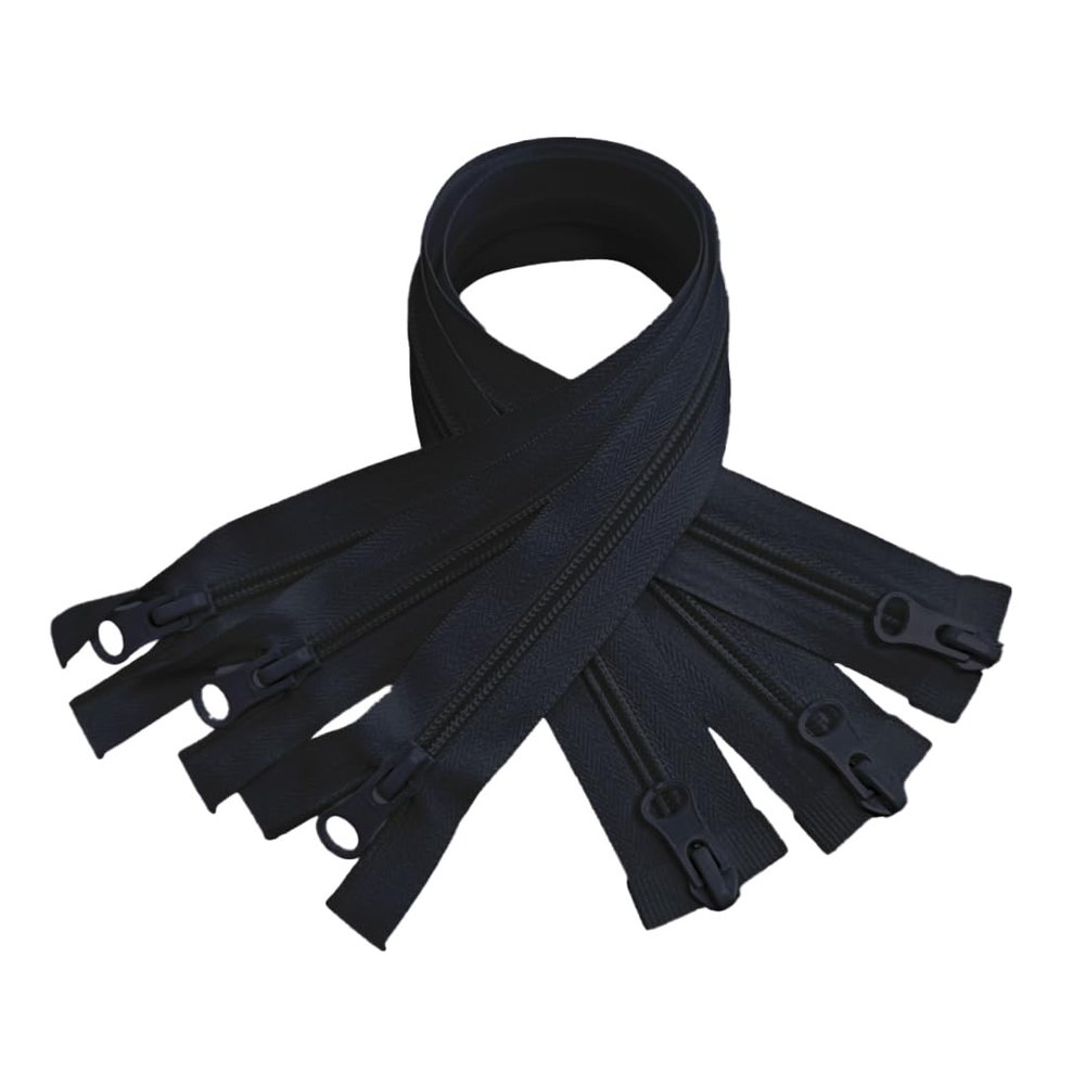3-Piece Open Nylon Zipper Set with Double Sliders, Width 5, Lengths 40–100 cm, Navy Blue, 45 cm