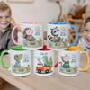 Personalized Kids' Ceramic Mug with Name, Retro Rabbit Design, Red view 2