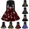 Women's Christmas Gothic Long-Sleeve A-Line Cosplay Dress view 3