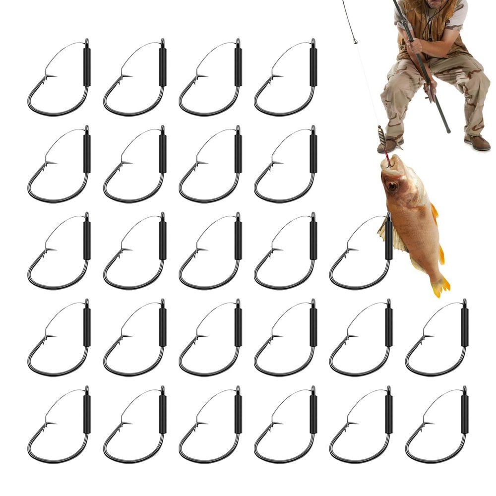 Wacky Worm Hooks, High Durability, 25 Carbon Steel Fishing Hooks