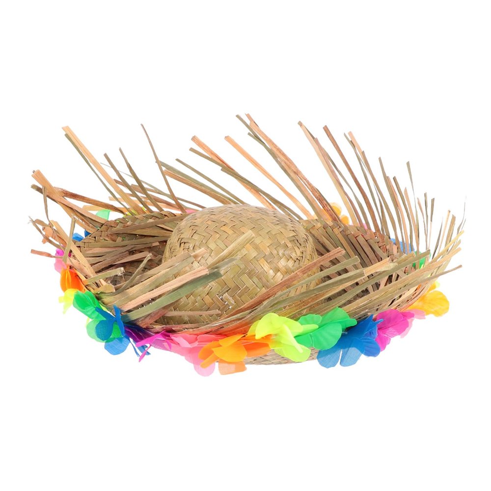 DIKACA Hawaiian Straw Hat with Lei for Parties