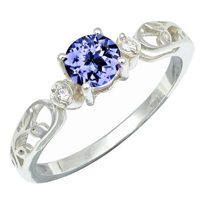 SILVERTROVE Lab-Created Tanzanite Silver-Plated Band Ring for Men and Women, Size 69 (22.0)