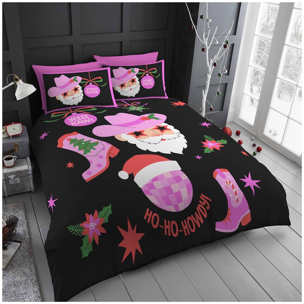 GC GAVENO CAVAILIA Ho Ho Howdy Christmas Duvet Cover Set for King-Size Beds, 230 x 220 cm
