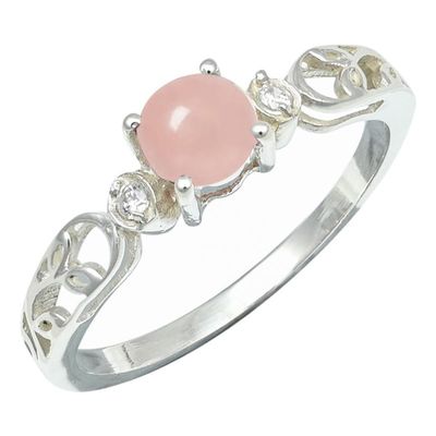 SILVERTROVE Rose Quartz Silver-Plated Band Ring, Size 50 (15.9 mm)