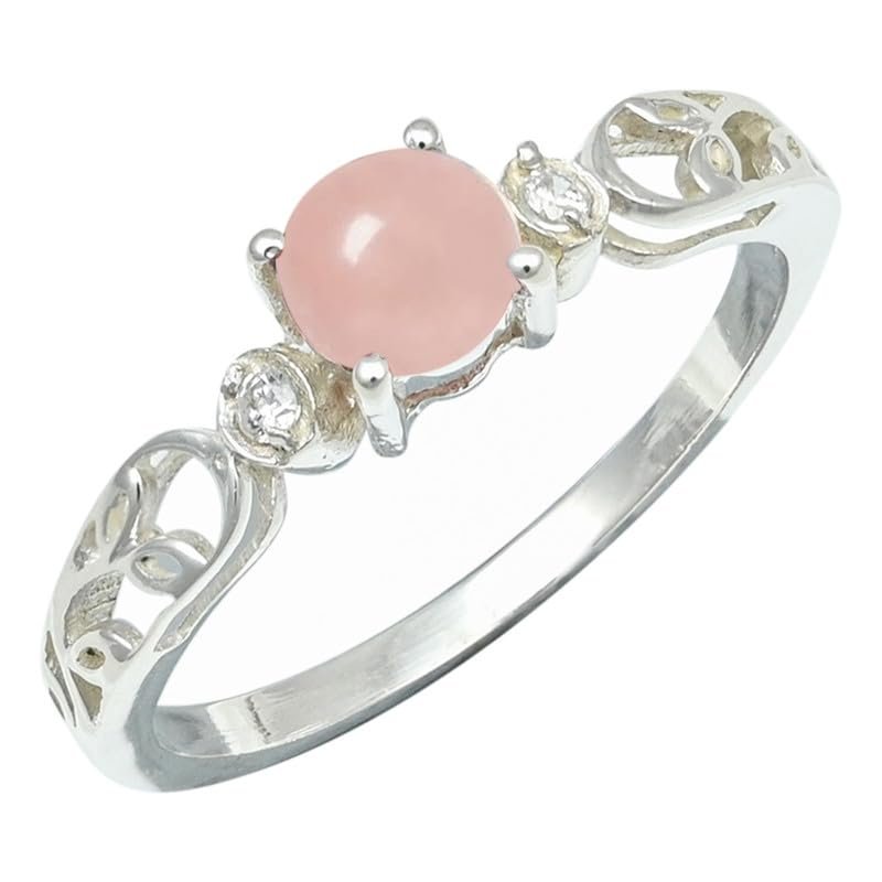 SILVERTROVE Rose Quartz Silver-Plated Band Ring, Size 50 (15.9 mm)