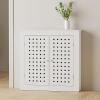 KLWQR Modern Pegboard-Style Radiator Cover with Double Doors, Shelf and Pegboard Panels, 50 x 70 x 20 cm (20 x 28 x 8 in) view 1