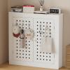 KLWQR Modern Pegboard-Style Radiator Cover with Double Doors, Shelf and Pegboard Panels, 50 x 70 x 20 cm (20 x 28 x 8 in) view 3