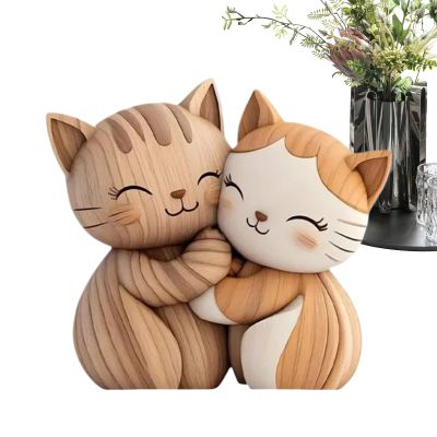 Cat Desk Sign – 2D Pair of Cats Wooden Decor