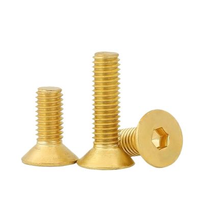 YAKUFAST DIN7991 Brass Flat-Head Screws M2–M10, Pure Brass Hex Socket Countersunk Screws (35 mm, M6, 5 pcs)