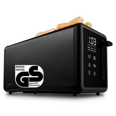 MEDION 4-Slice Toaster with Bun Warming Rack, Black