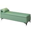 Modern Storage Bench with Thick PU Cushion and Metal Legs, Green, 80 cm view 1