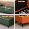 Modern Storage Bench with Thick PU Cushion and Metal Legs, Green, 80 cm view 4
