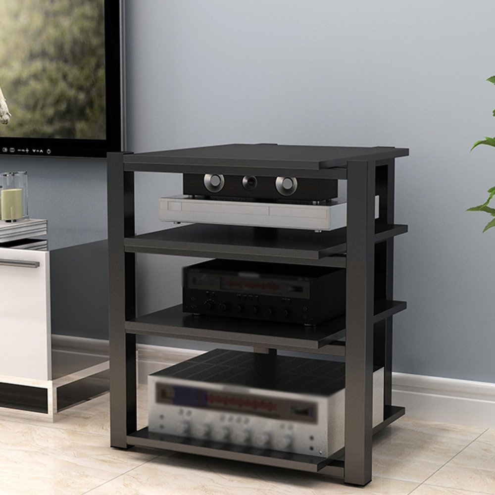 Multifunctional Storage Rack for Wi-Fi Router and Media Devices, Black, 70 × 55 × 90 cm