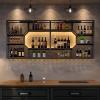 Black Metal Wall-Mounted Wine Rack with Glass Holder, 179.8 cm view 1