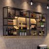 Black Metal Wall-Mounted Wine Rack with Glass Holder, 179.8 cm view 2