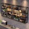 Black Metal Wall-Mounted Wine Rack with Glass Holder, 179.8 cm view 3