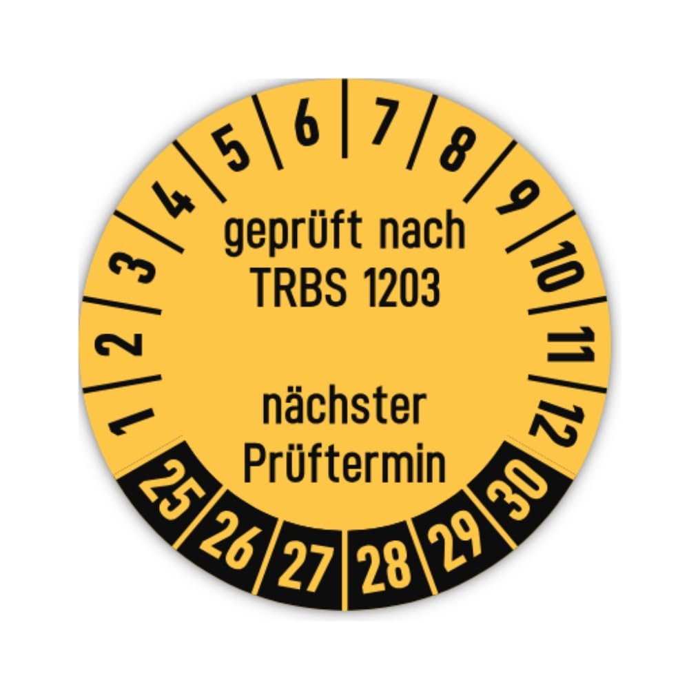 Inspection Stickers, 30 mm, 15-Pack, Yellow, 2025–2030
