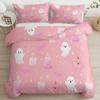 Pink Microfiber Duvet Cover Set, 155 x 220 cm + 2 Pillowcases, Cartoon Ghost view 1