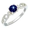 SILVERTROVE Blue Sapphire (Linde Star, Lab-Grown) Silver-Plated Band Ring view 1