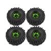 4-Piece 1.9 in Green RC Rubber Tires with Metal Beadlock Wheels for TRX-4, Axial Gen8, SCX10 III 90047 and Tamiya CC-01 view 1