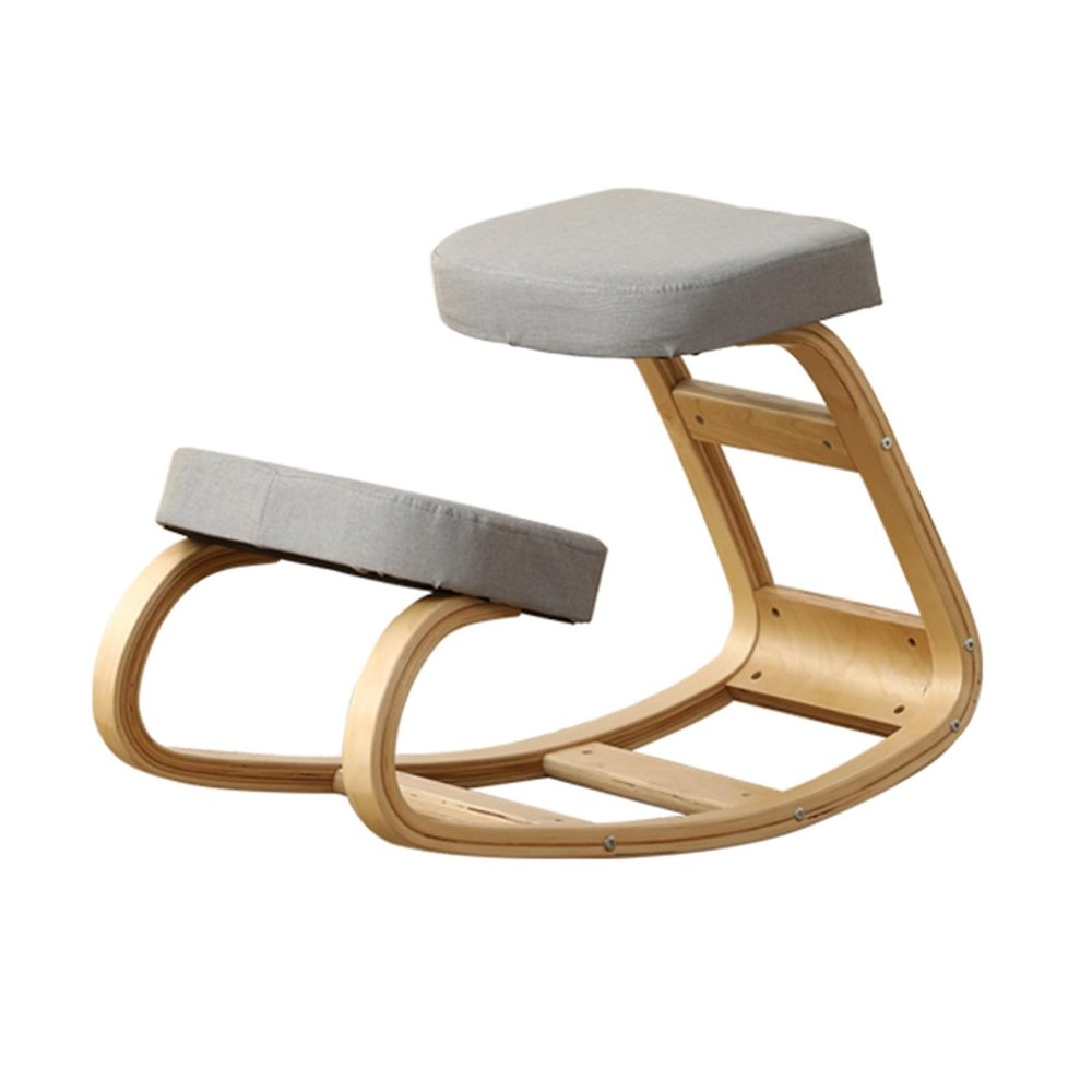 Ergonomic Adjustable Wooden Kneeling Chair with High-Elasticity Foam, Style 2