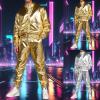 Men's Metallic Rave Outfit, 1970s Disco Tracksuit Costume, 2-Piece Set view 2