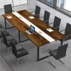 CCUKTFN Large Conference Table with Cable Management and Black Metal Frame for 8–12 People view 1