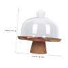 ELAYARD Decorative Dessert Serving Tray with Glass Dome, Natural Wood Design view 2