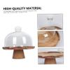 ELAYARD Decorative Dessert Serving Tray with Glass Dome, Natural Wood Design view 4