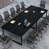 CCUKTFN Large Conference Table with Cable Management and Black Metal Frame for 8–12 People view 1