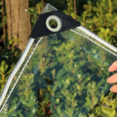 Generic Waterproof Transparent 0.35 mm PVC Tarp with Eyelets, 1.6 m, 1.7 m, 1.8 m, 2.2 m or 2.6 m, 50 cm Spacing, 400 g/(1.5 x 3.0 m)
