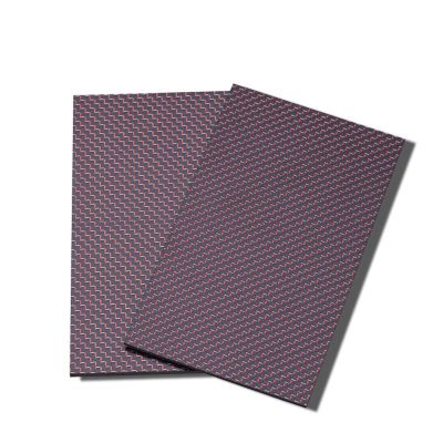 1 Pc 75 x 125 mm 3K Colored Carbon Fiber Plate, Red and Silver Woven Fabric, Glossy/Matte Finish (75 x 125 x 4.0 mm, Glossy)