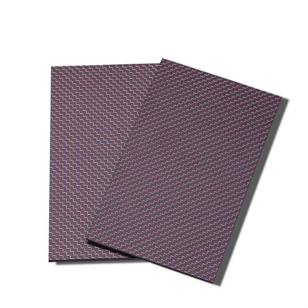 1 Pc 75 x 125 mm 3K Colored Carbon Fiber Plate, Red and Silver Woven Fabric, Glossy/Matte Finish (75 x 125 x 4.0 mm, Glossy)