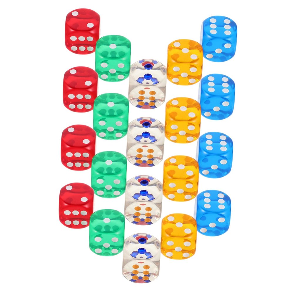 ibasenice 20-Piece Translucent Acrylic Dice Set with Rounded Corners