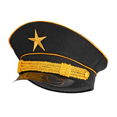 W WIDMANN MILANO Party Fashion Officer's Cap, Black with Gold Star, Costume Hat for Captain, Pilot, Carnival & Cosplay