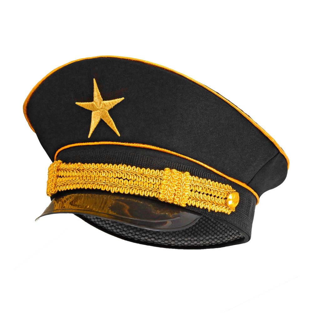 W WIDMANN MILANO Party Fashion Officer's Cap, Black with Gold Star, Costume Hat for Captain, Pilot, Carnival & Cosplay