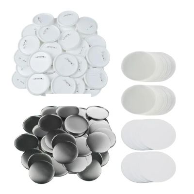 YXZKJZJ 100-Piece Blank Button Parts, 25.75 mm, Round, Plastic/Metal, Matte, Pinback Button Set for Parties and Sporting Events (44 mm, Plastic, 100 pcs)