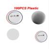 YXZKJZJ 100-Piece Blank Button Parts, 25.75 mm, Round, Plastic/Metal, Matte, Pinback Button Set for Parties and Sporting Events (44 mm, Plastic, 100 pcs) view 2