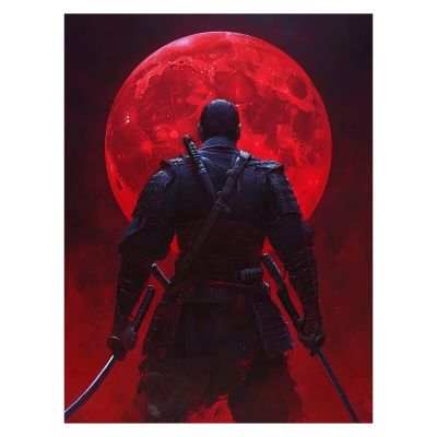 Paint by Numbers for Adults, Warrior Moon DIY Canvas Painting Set, 100 x 135 cm