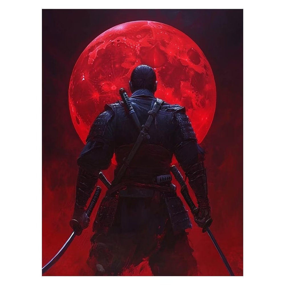 Paint by Numbers for Adults, Warrior Moon DIY Canvas Painting Set, 100 x 135 cm